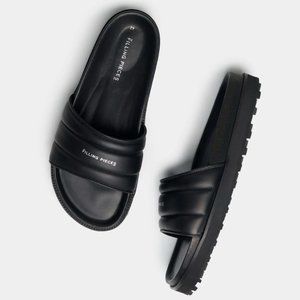 FILLING PIECES Lux Slippers Slides All Black Size 6.5 Brand New in Box
